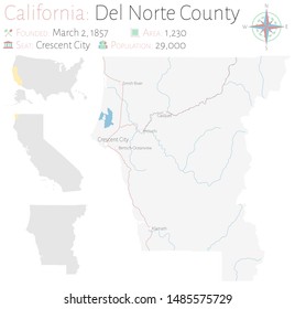 Large and detailed map of Del Norte county in California, USA.