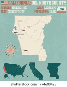 Large and detailed map of Del Norte County, California
