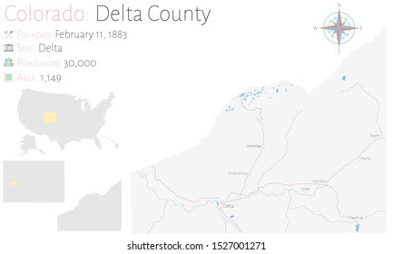 Mapa grande y detallado del condado Delta en Colorado, EE.UU.