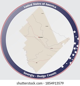 Large and detailed map of Dodge county in Georgia, USA.