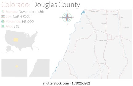 Large And Detailed Map Of Douglas County In Colorado, USA