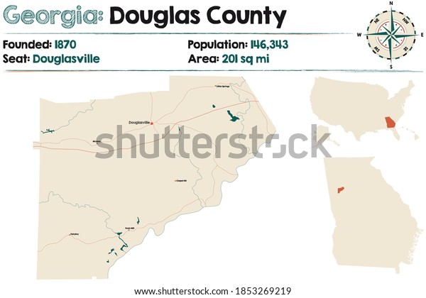 Large Detailed Map Douglas County Georgia Stock Vector (Royalty Free ...