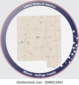 Large And Detailed Map Of DuPage County In Illinois, USA.