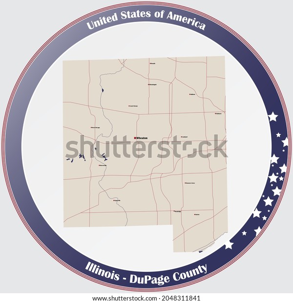 Large Detailed Map Dupage County Illinois Stock Vector (Royalty Free ...