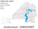 Large and detailed map of Duval County in Florida, USA.