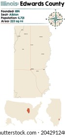 Große und detaillierte Karte von Edwards County in Illinois, USA.