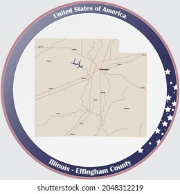 Large and detailed map of Effingham county in Illinois, USA.