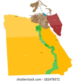 A large, detailed map of Egypt with all regions and main cities.