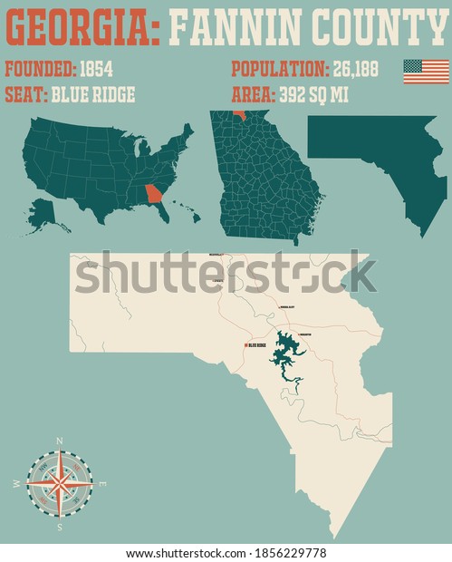 Large Detailed Map Fannin County Georgia Stock Vector (Royalty Free ...