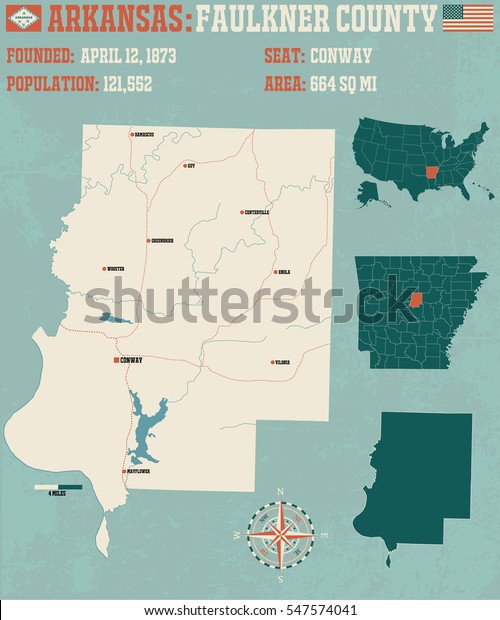 Large Detailed Map Faulkner County Arkansas Stock Vector Royalty Free 547574041 Shutterstock 1528