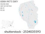 Large and detailed map of Fayette County in Georgia, USA.