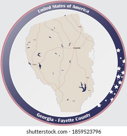 Large and detailed map of Fayette county in Georgia, USA.