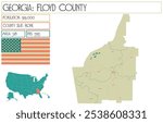 Large and detailed map of Floyd County in Georgia USA.