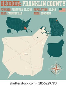 Large and detailed map of Franklin county in Georgia, USA.