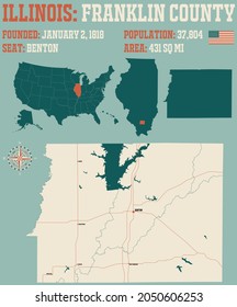 Large and detailed map of Franklin county in Illinois, USA.