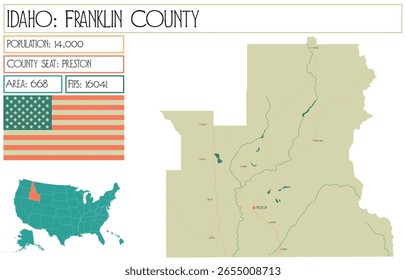 Large and detailed map of Franklin County in Idaho USA.