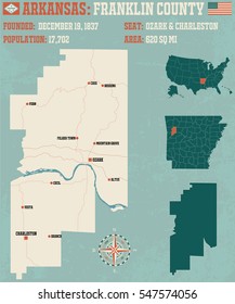 Large and detailed map of Franklin County in Arkansas.