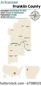 Large and detailed map of Franklin County in Arkansas