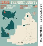Large and detailed map of Fremont county in Idaho, USA.