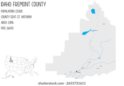Large and detailed map of Fremont County in Idaho, USA.