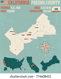 Large And Detailed Map Of Fresno County, California
