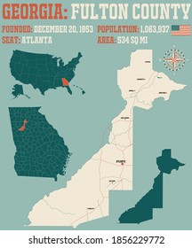 Large Detailed Map Fulton County Georgia Stock Vector (Royalty Free 