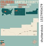 Large and detailed map of Garfield county in Colorado, USA.