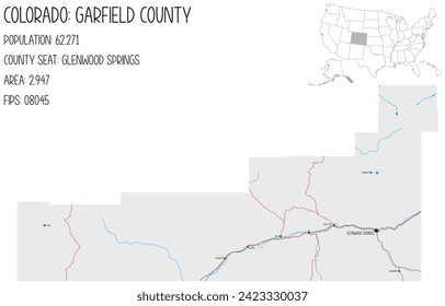 Große und detaillierte Karte von Garfield County in Colorado, USA.