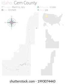 Large and detailed map of Gem county in Idaho, USA.