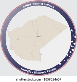 Large and detailed map of Glascock county in Georgia, USA.