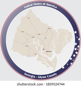 Large And Detailed Map Of Glynn County In Georgia, USA.