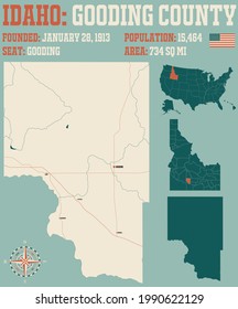 Mapa grande y detallado del condado Gooding en Idaho, EEUU.