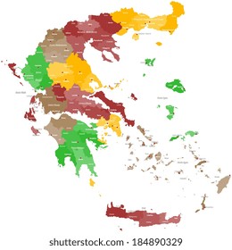 Large, detailed map of Greece with all counties and islands.