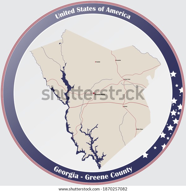 Large Detailed Map Greene County Georgia Stock Vector Royalty Free 3107