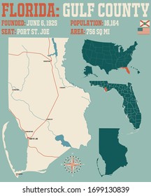 Große und detaillierte Karte des Golfkreises in Florida, USA.