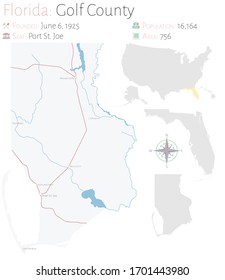 Large and detailed map of Gulf county in Florida, USA.