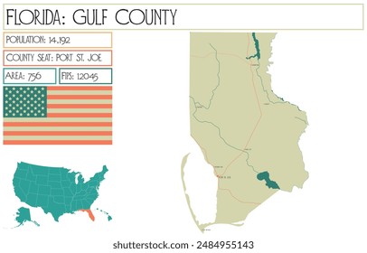 Große und detaillierte Karte von Gulf County in Florida USA.