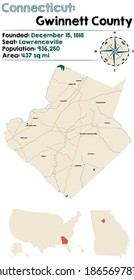 Large And Detailed Map Of Gwinnett County In Georgia, USA.