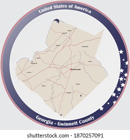 Large And Detailed Map Of Gwinnett County In Georgia, USA.