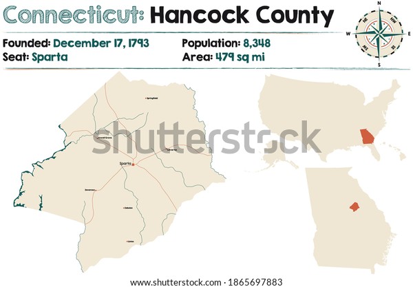 Large Detailed Map Hancock County Georgia Stock Vector (Royalty Free ...