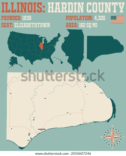 Large Detailed Map Hardin County Illinois Stock Vector (Royalty Free ...