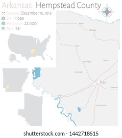 Large and detailed map of Hempstead county in Arkansas, USA.