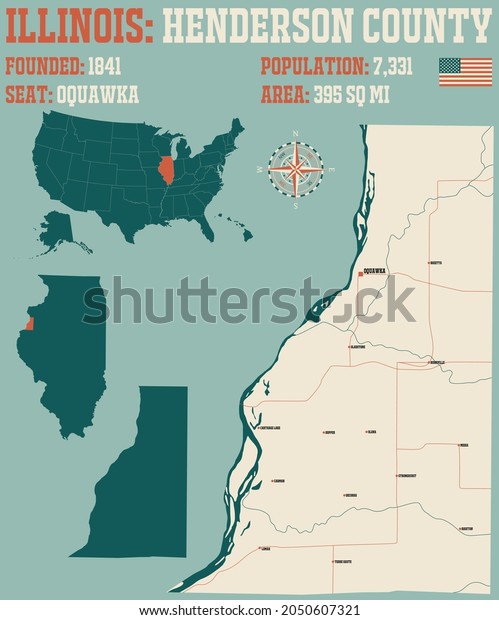 Large Detailed Map Henderson County Illinois Stock Vector (Royalty Free ...