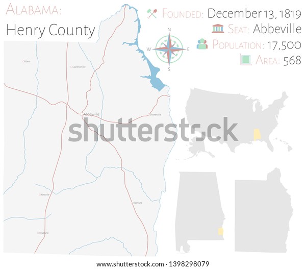 Large Detailed Map Henry County Alabama Stock Vector (Royalty Free ...