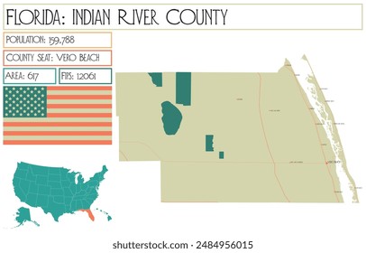 Mapa Grande y detallado del Condado de Indian River en Estados Unidos.