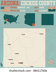 Large and detailed map and infographic of Cochise County in Arizona.