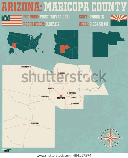 Large Detailed Map Infographic Maricopa County Stock Vector (Royalty ...