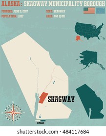 Large and detailed map and infographic of Skagway Census Area in Alaska.