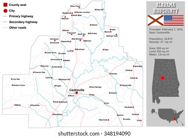 Large and detailed map and infos about Bibb County in Alabama.
