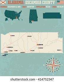 Large and detailed map and infos about Escambia County in Alabama